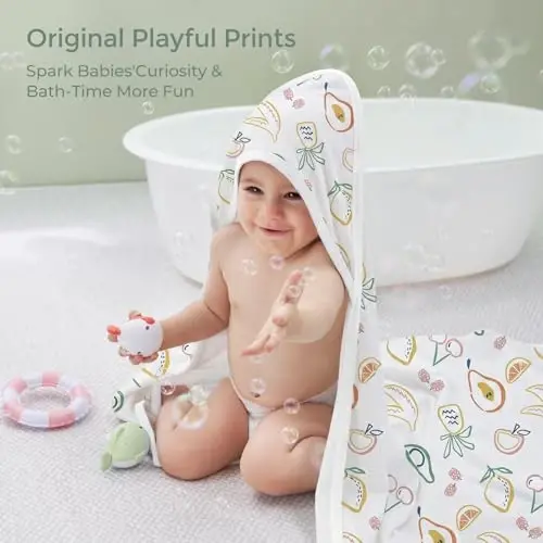 Momcozy Baby Towel with Hooded - Ultra Soft & Absorbent Large Bath Towel Set for Comfort & Gentle on Baby's Skin - Shower Gift & Bath Essential & Baby Registry Search for Newborn,Infant,Toddler,Kids - 6