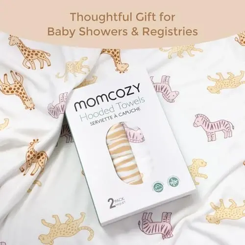 Momcozy Baby Towel with Hooded - Ultra Soft & Absorbent Large Bath Towel Set for Comfort & Gentle on Baby's Skin - Shower Gift & Bath Essential & Baby Registry Search for Newborn,Infant,Toddler,Kids - 2