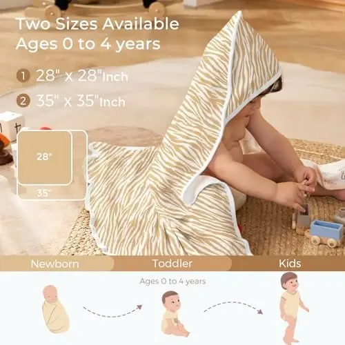 Momcozy Baby Towel with Hooded - Ultra Soft & Absorbent Large Bath Towel Set for Comfort & Gentle on Baby's Skin - Shower Gift & Bath Essential & Baby Registry Search for Newborn,Infant,Toddler,Kids - 6