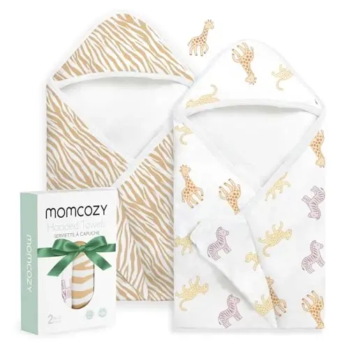 Momcozy Baby Towel with Hooded - Ultra Soft & Absorbent Large Bath Towel Set for Comfort & Gentle on Baby's Skin - Shower Gift & Bath Essential & Baby Registry Search for Newborn,Infant,Toddler,Kids - MOMCOZY