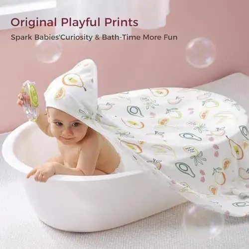 Momcozy Baby Towel with Hooded - Ultra Soft & Absorbent Large Bath Towel Set for Comfort & Gentle on Baby's Skin - Shower Gift & Bath Essential & Baby Registry Search for Newborn,Infant,Toddler,Kids - 6