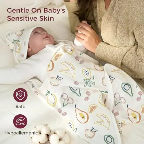 Momcozy Baby Towel with Hooded - Ultra Soft & Absorbent Large Bath Towel Set for Comfort & Gentle on Baby's Skin - Shower Gift & Bath Essential & Baby Registry Search for Newborn,Infant,Toddler,Kids - 4