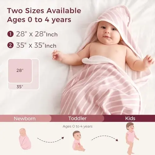 Momcozy Baby Towel with Hooded - Ultra Soft & Absorbent Large Bath Towel Set for Comfort & Gentle on Baby's Skin - Shower Gift & Bath Essential & Baby Registry Search for Newborn,Infant,Toddler,Kids - 6