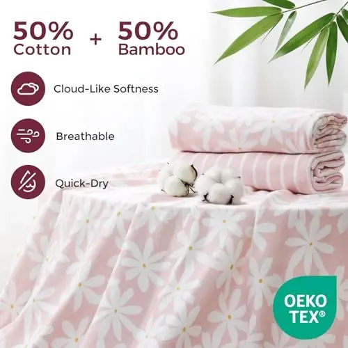 Momcozy Baby Towels, Soft Absorbent Bath Towel for Newborn&Toddler,Flower | Soft&Absorbent Bath Towel Set，Gentle on Baby's Skin，Unisex Baby Essential - MOMCOZY (1)