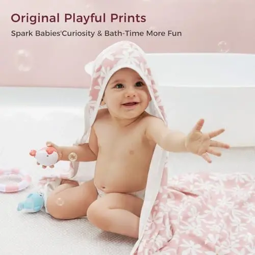 Momcozy Baby Towels, Soft Absorbent Bath Towel for Newborn&Toddler,Flower | Soft&Absorbent Bath Towel Set，Gentle on Baby's Skin，Unisex Baby Essential - 5