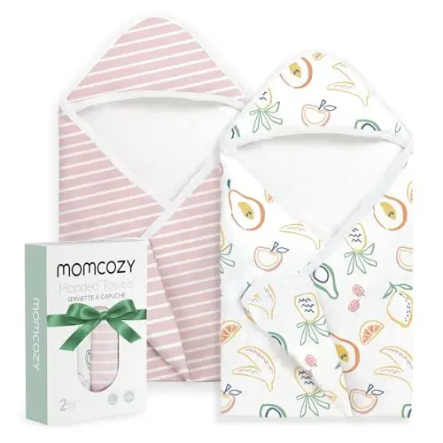 Momcozy Baby Towels, Soft Absorbent Bath Towel for Newborn&Toddler,Pink | Soft&Absorbent Bath Towel Set，Gentle on Baby's Skin，Unisex Baby Essential 