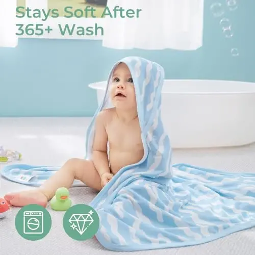 Momcozy Baby Towels, Soft Absorbent Bath Towel for Newborn&Toddler,Whale | Soft&Absorbent Bath Towel Set，Gentle on Baby's Skin，Unisex Baby Essential - 6
