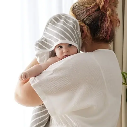 Momcozy Baby Hooded Towel, 2 Pack Cotton Bath Towel for Boy or Girl, Super Soft Baby Towel with Original Design, Shower Gifts for Newborn (28 X 28 Inch, Starry Sky) - 3