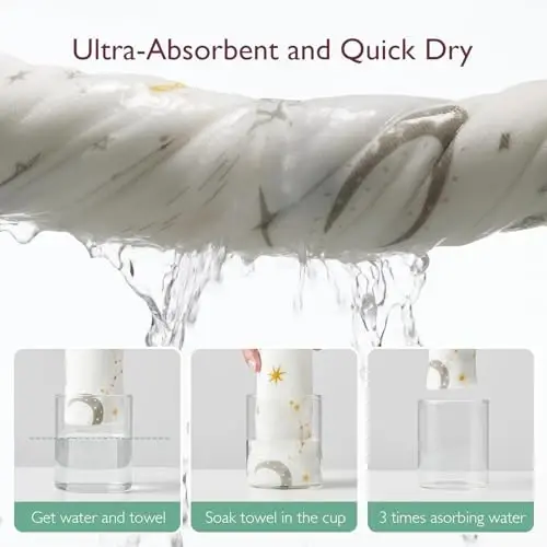 Momcozy Baby Hooded Towel, 2 Pack Cotton Bath Towel for Boy or Girl, Super Soft Baby Towel with Original Design, Shower Gifts for Newborn (28 X 28 Inch, Starry Sky) - 4