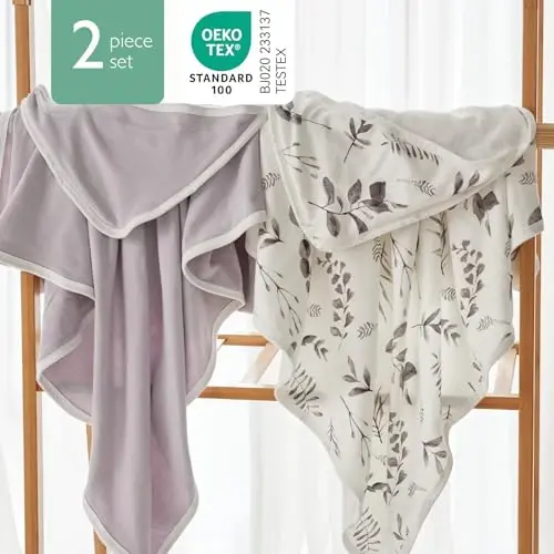 Momcozy Baby Hooded Towel-Made from Cotton, Suitable for Newborn Shower Gifts, 2 Count (Pack of 1), 28 X 28 Inch, Ink Wash Leaves - 5