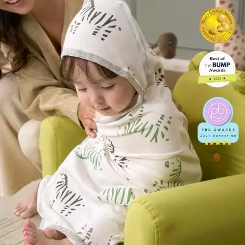 Momcozy Best Wishes Baby Towel with Hooded-Original Design Baby Towel Set -Soft & Absorbent- Shower Gifts or Bath Essential for Infant, Newborn, Toddler - 2