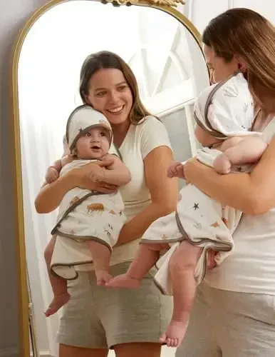 Momcozy детское полотенце с капюшоном - 2 шт. Мягкий набор банных полотенец - Подарки для душа или необходимые вещи для купания младенцев, новорожденных, малышей (28 X 28 дюймов, Ocean Whimsy) - 2