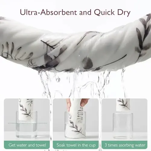 Momcozy Hooded Baby Towel, 2 Pack and Cotton Bath Towel with Hooded, Large 35 X 35 Inch, Baby Towel Set for Boy or Girl,Infant and Kid, Ink Wash Leaves - 3