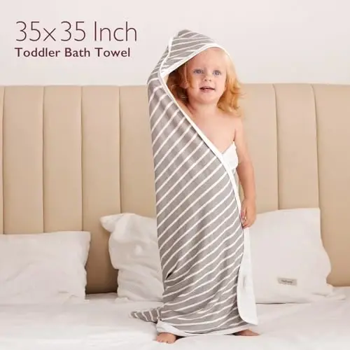 Momcozy капюшоны билан чақалоқ сочиғи, 2 талик катта 35 X 35 дюймли чақалоқ ванна сочиғи, янги туғилган чақалоқлар, ўйинчоқлар ва болалар учун ўта юмшоқ пахта ва капюшонли сочиқ, Юлдузли осмон - 5