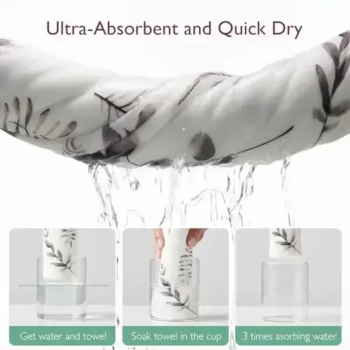 Momcozy Hooded Baby Towel, 2 Pack and Cotton Bath Towel with Hooded, Large 35 X 35 Inch, Baby Towel Set for Boy or Girl,Infant and Kid, Ink Wash Leaves - 3