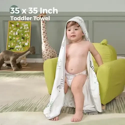 Momcozy Best Wishes Baby Towel with Hooded-Original Design Baby Towel Set -Soft & Absorbent- Shower Gifts or Bath Essential for Infant, Newborn, Toddler - 6