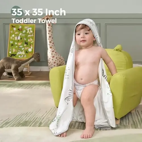 Momcozy Baby Towels, Soft Absorbent Bath Towel for Newborn&Toddler,Giraffe | Soft&Absorbent Bath Towel Set，Gentle on Baby's Skin，Unisex Baby Essential - 6
