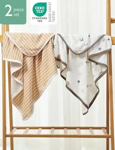 Momcozy kapüşonlu bebek havlusu - 2 paket Yumuşak Banyo Havlusu Seti - Bebek, Yeni Doğan, Yürümeye Başlayan Çocuk için Duş Hediyeleri veya Banyo Temel Eşyası (28 X 28 İnç, Ocean Whimsy) - 4