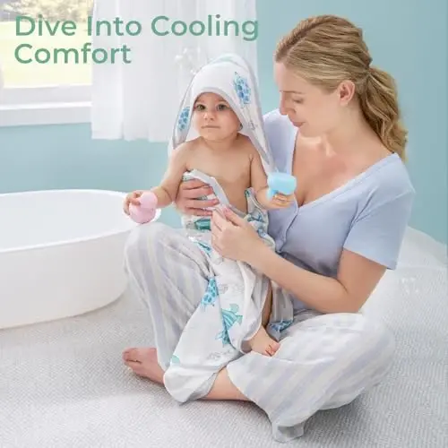 Momcozy kapüşonlu bolali sochiq - Original dizayndagi bolalar sochiq to'plami - Yumshoq va shimuvchan - Chaqaloq, yangi tug'ilgan chaqaloq, kichkintoy, dengiz toshbaqasi qobiqlari uchun dush sovg'alari yoki hammom uchun zarur - 4