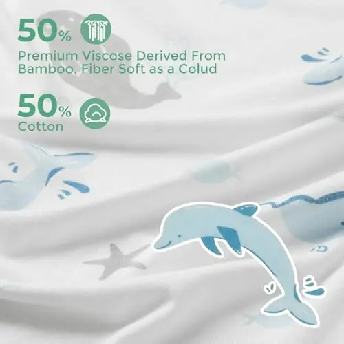 Momcozy kapüşonlu chaqaloq sochiq -Original dizayndagi chaqaloq sochiq to'plami - Yumshoq va singdiruvchi-Dush sovg'alari yoki chaqaloq, yangi tug'ilgan chaqaloq, dengiz kit baliq muhr to'lqinlari uchun hammom uchun zarur - 3