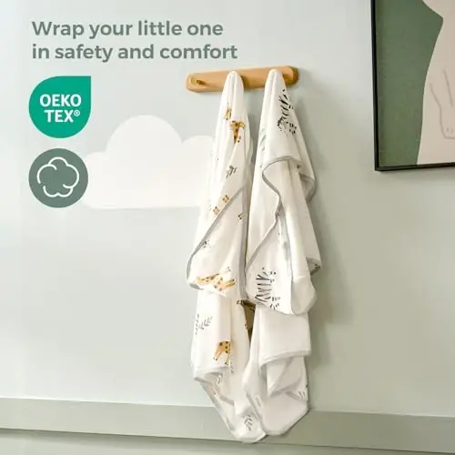 Momcozy Kapüşonlu Ən Yaxşı Arzu Körpə Havlusu - Orijinal Dizaynlı Körpə Havlu Dəsti - Yumşaq və Emilmə - Körpələr, Yenidoğulmuşlar və Uşaqlar üçün Duş Hədiyyələri və ya Hamam Ləvazimatları - 3