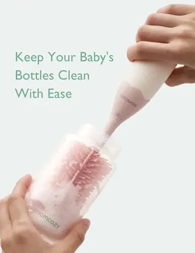 Momcozy shisha cho'tkasi to'plami, yaxshiroq tozalash uchun innovatsion tugmachali dizayn - chaqaloq shishasi, ko'krak nasoslari, so'rg'ichlar va boshqalar uchun chaqaloq shishasini tozalash cho'tkasi - yaxshiroq tozalash uchun ko'pik hosil qilishi mumkin, pushti - 6