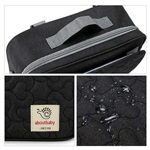 MOMIGO Baby Diaper Bag Stroller Bag - Diaper Caddy Tote Baby Stroller Bag for Diapers, Wipes & Toys (Black Flower) - 5