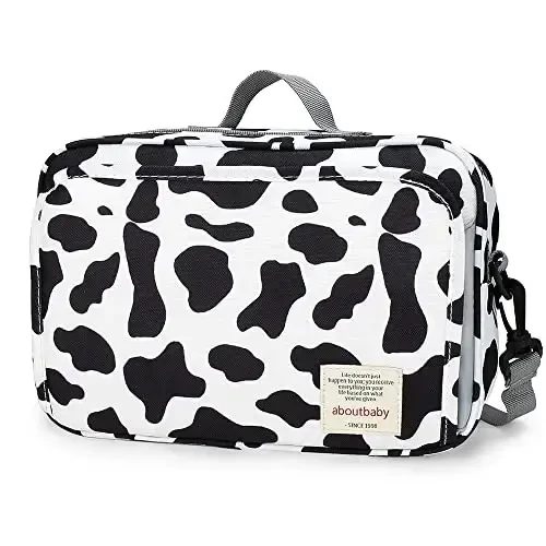 MOMIGO Baby Diaper Caddy Bag - Diaper Caddy Tote Baby Stroller Bag Nursery Storage Bin for Diapers, Wipes & Toys Mini Diaper Bag for Outdoor (Cows) 