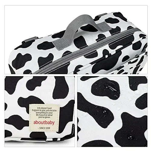 MOMIGO Baby Diaper Caddy Bag - Diaper Caddy Tote Baby Stroller Bag Nursery Storage Bin for Diapers, Wipes & Toys Mini Diaper Bag for Outdoor (Cows) - 5