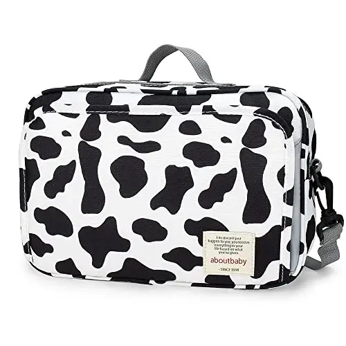 MOMIGO Baby Diaper Caddy Bag - Diaper Caddy Tote Baby Stroller Bag Nursery Storage Bin for Diapers, Wipes & Toys Mini Diaper Bag for Outdoor (Cows) 