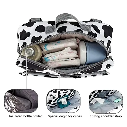 MOMIGO Baby Diaper Caddy Bag - Diaper Caddy Tote Baby Stroller Bag Nursery Storage Bin for Diapers, Wipes & Toys Mini Diaper Bag for Outdoor (Cows) - 6