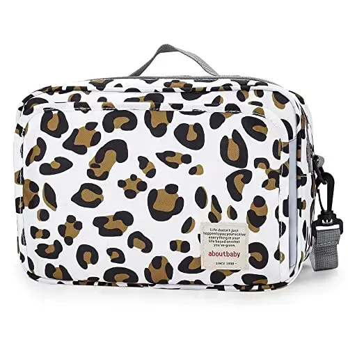 MOMIGO Baby Diaper Caddy Bag - Diaper Caddy Tote Baby Stroller Bag Nursery Storage Bin for Diapers, Wipes & Toys Mini Diaper Bag for Outdoor (Leopard) - 1