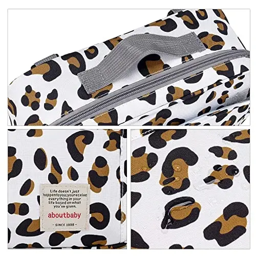 MOMIGO Baby Diaper Caddy Bag - Diaper Caddy Tote Baby Stroller Bag Nursery Storage Bin for Diapers, Wipes & Toys Mini Diaper Bag for Outdoor (Leopard) - 5