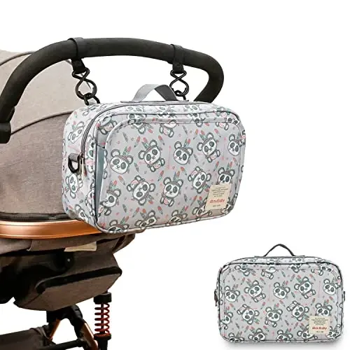 MOMIGO Baby Diaper Caddy Bag - Diaper Caddy Tote Baby Stroller Bag Nursery Storage Bin for Diapers, Wipes & Toys Mini Diaper Bag for Outdoor (Panda) - 2