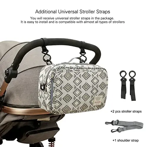 MOMIGO Baby Diaper Caddy Bag - Diaper Caddy Tote Baby Stroller Bag Nursery Storage Bin for Diapers, Wipes & Toys Mini Diaper Bag for Outdoor (Square) - 5