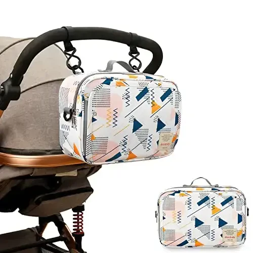 MOMIGO Baby Diaper Caddy Bag - Diaper Caddy Tote Baby Stroller Bag Nursery Storage Bin for Diapers, Wipes & Toys Mini Diaper Bag for Outdoor (Wave point) - MOMIGO (1)