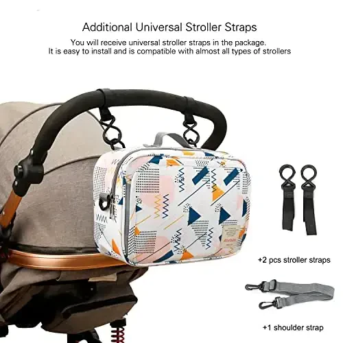 MOMIGO Baby Diaper Caddy Bag - Diaper Caddy Tote Baby Stroller Bag Pampers, salfetkalar va o'yinchoqlar uchun bolalar aravachasi sumkasi, bolalar bog'chasini saqlash uchun savat, tashqi makon uchun mini pampers sumkasi (to'lqin nuqtasi) - 5