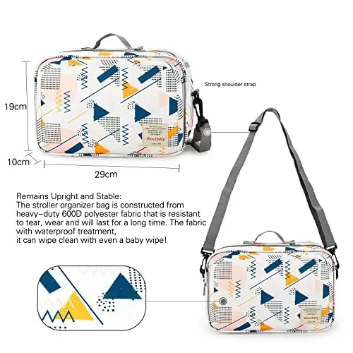 MOMIGO Baby Diaper Caddy Bag - Diaper Caddy Tote Baby Stroller Bag Pampers, salfetkalar va o'yinchoqlar uchun bolalar aravachasi sumkasi, bolalar bog'chasini saqlash uchun savat, tashqi makon uchun mini pampers sumkasi (to'lqin nuqtasi) - 4