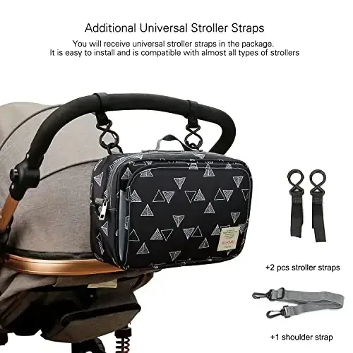 MOMIGO Baby Diaper Caddy Bag - Diaper Caddy Tote Baby Stroller Bag Nursery Storage Bin for Diapers, Wipes & Toys Mini Diaper Bag for Outdoor (Triangle) - 5