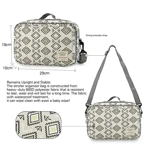 MOMIGO Baby Diaper Caddy Bag - Pampers Caddy Tote Baby Aravachasi Sumkasi Bolalar Xonasi Saqlash Savati Pamperslar, Salfetkalar va O'yinchoqlar uchun Tashqi Makon uchun Mini Pampers Sumkasi (Kvadrat) - 4