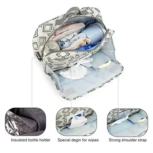 MOMIGO Baby Diaper Caddy Bag - Pampers Caddy Tote Baby Aravachasi Sumkasi Bolalar Xonasi Saqlash Savati Pamperslar, Salfetkalar va O'yinchoqlar uchun Tashqi Makon uchun Mini Pampers Sumkasi (Kvadrat) - 7