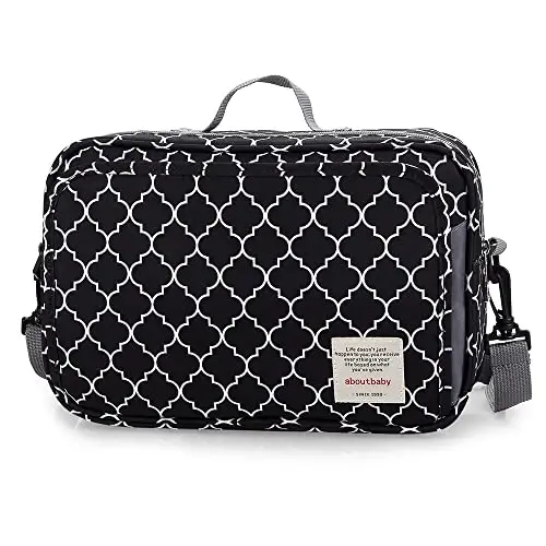 MOMIGO Baby Diaper Caddy Bag - Tote Stroller Nursery Storage Bin, Toys & Wipes Mini Diaper Bag for Outdoor (Black) 
