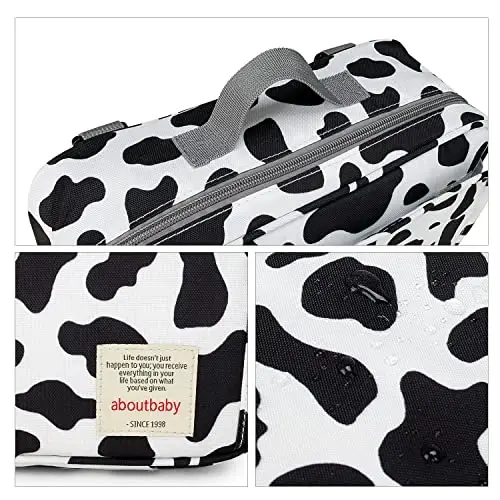 MOMIGO Baby Diaper Caddy Bag - Diaper Caddy Tote Baby Stroller Bag Nursery Storage Bin for Diapers, Wipes & Toys Mini Diaper Bag for Outdoor (Cows) - 5