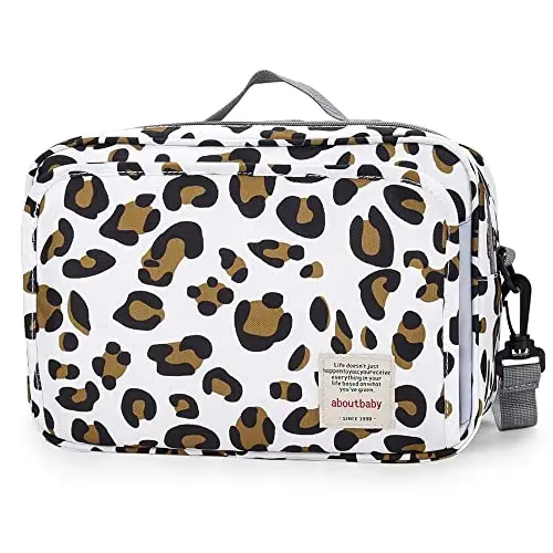 MOMIGO Baby Diaper Caddy Bag - Diaper Caddy Tote Baby Stroller Bag Nursery Storage Bin for Diapers, Wipes & Toys Mini Diaper Bag for Outdoor (Leopard) - 1