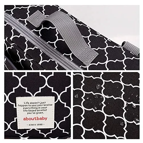 MOMIGO Baby Diaper Caddy Bag - Tote Stroller Nursery Storage Bin, Toys & Wipes Mini Diaper Bag for Outdoor (Black) - 6