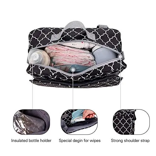 MOMIGO Bebek Bezi Caddy Çanta - Tote Bebek Arabası Kreş Saklama Kutusu, Oyuncak ve Mendiller Açık Hava için Mini Bez Çantası (Siyah) - MOMIGO (1)