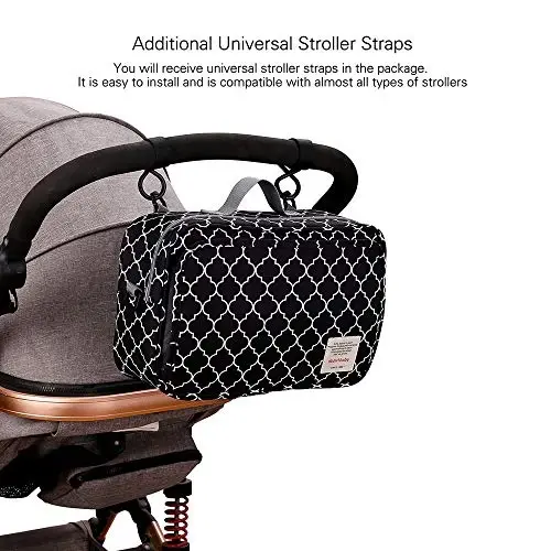 MOMIGO Bebek Bezi Caddy Çanta - Tote Bebek Arabası Kreş Saklama Kutusu, Oyuncak ve Mendiller Açık Hava için Mini Bez Çantası (Siyah) - 5