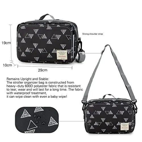 MOMIGO Baby Diaper Caddy Bag - Diaper Caddy Tote Baby Stroller Bag Nursery Storage Bin for Diapers, Wipes & Toys Mini Diaper Bag for Outdoor (Triangle) - 4