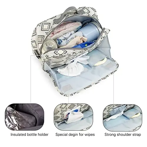 MOMIGO Baby Diaper Caddy Bag - Diaper Caddy Tote Baby Stroller Bag Nursery Storage Bin for Diapers, Wipes & Toys Mini Diaper Bag for Outdoor (Square) - 7