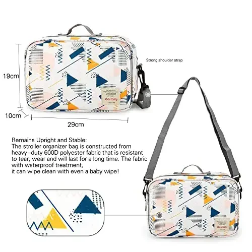 MOMIGO Baby Diaper Caddy Bag - Diaper Caddy Tote Baby Stroller Bag Nursery Storage Bin for Diapers, Wipes & Toys Mini Diaper Bag for Outdoor (Wave point) - 4